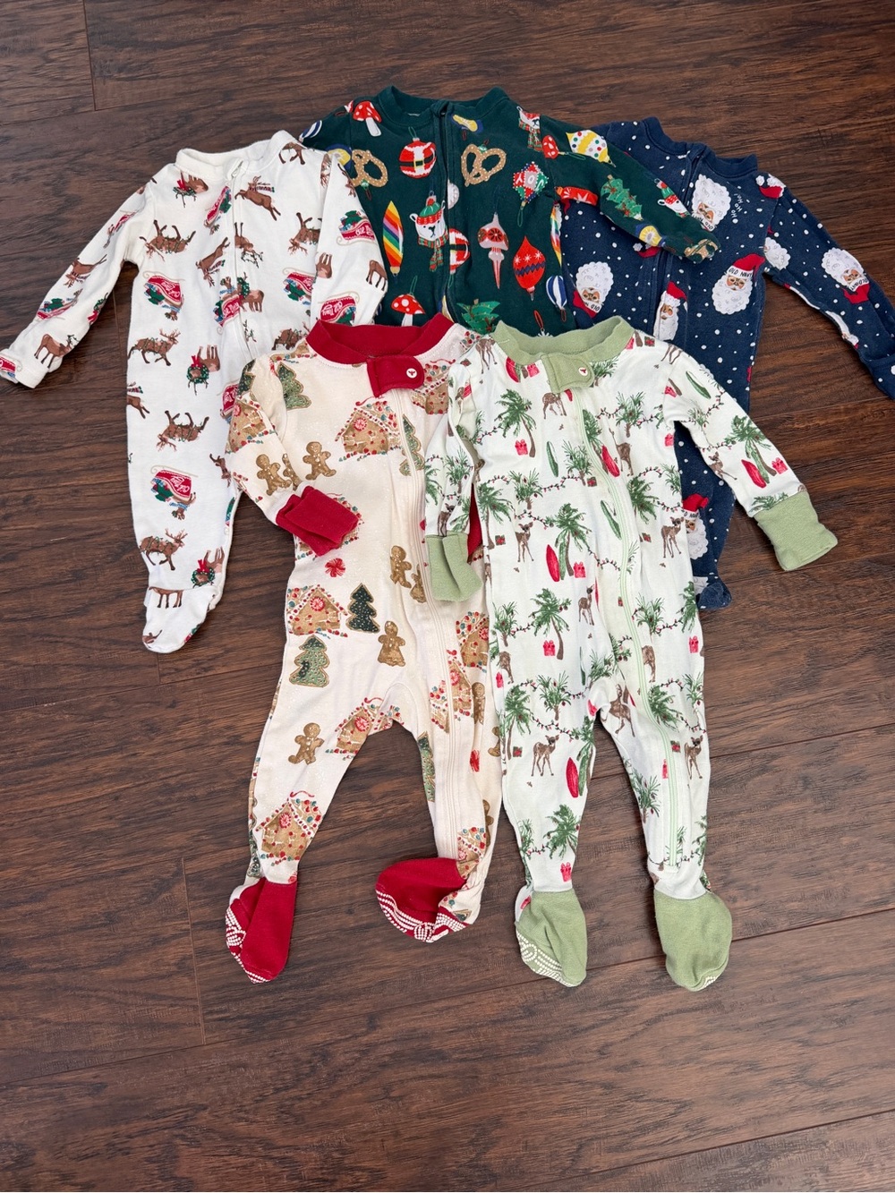 Holiday Print Footed Pajama Bundle for Baby: 0-3 mos. Burts Bees and Old Navy